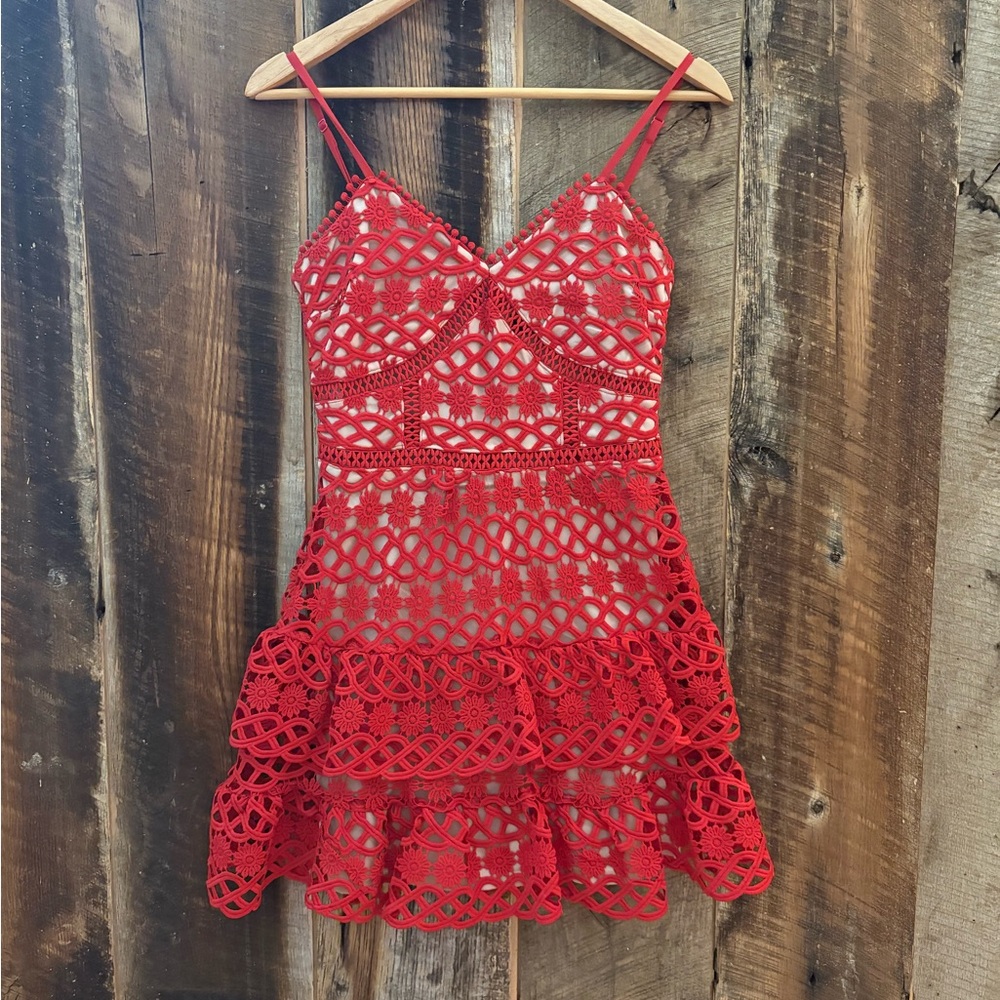 Red Lace Sleeveless Dress